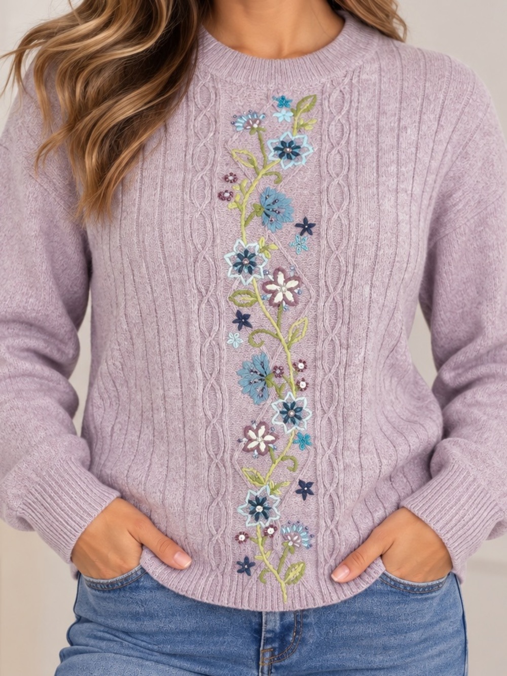 Alfred Dunner embroidered cotton sweater